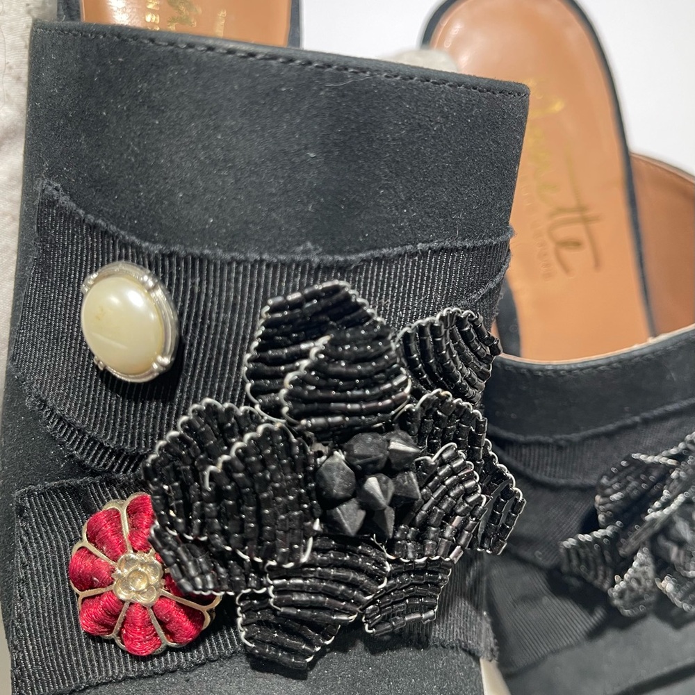 Nanette Lepore Marsha 4” Heel Open Toe, Black, Red details,Size 7M - Picture 7 of 10